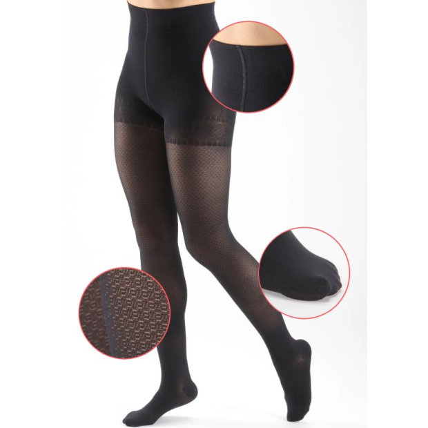 détails ceinture bout de pied et motifs des collants de contention ogee thuasne