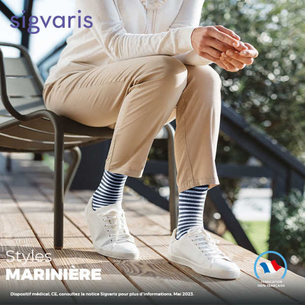 CHAUSSETTES DE CONTENTION SIGVARIS MOTIF MARINIERE