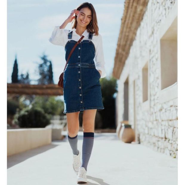 chaussettes de contention motif marinière classe 2 pour femme