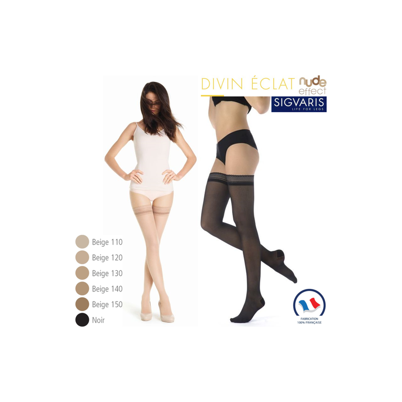 Bas Montants Femme - Blanc, Résille, Noeud élégant - Nylon Confortable